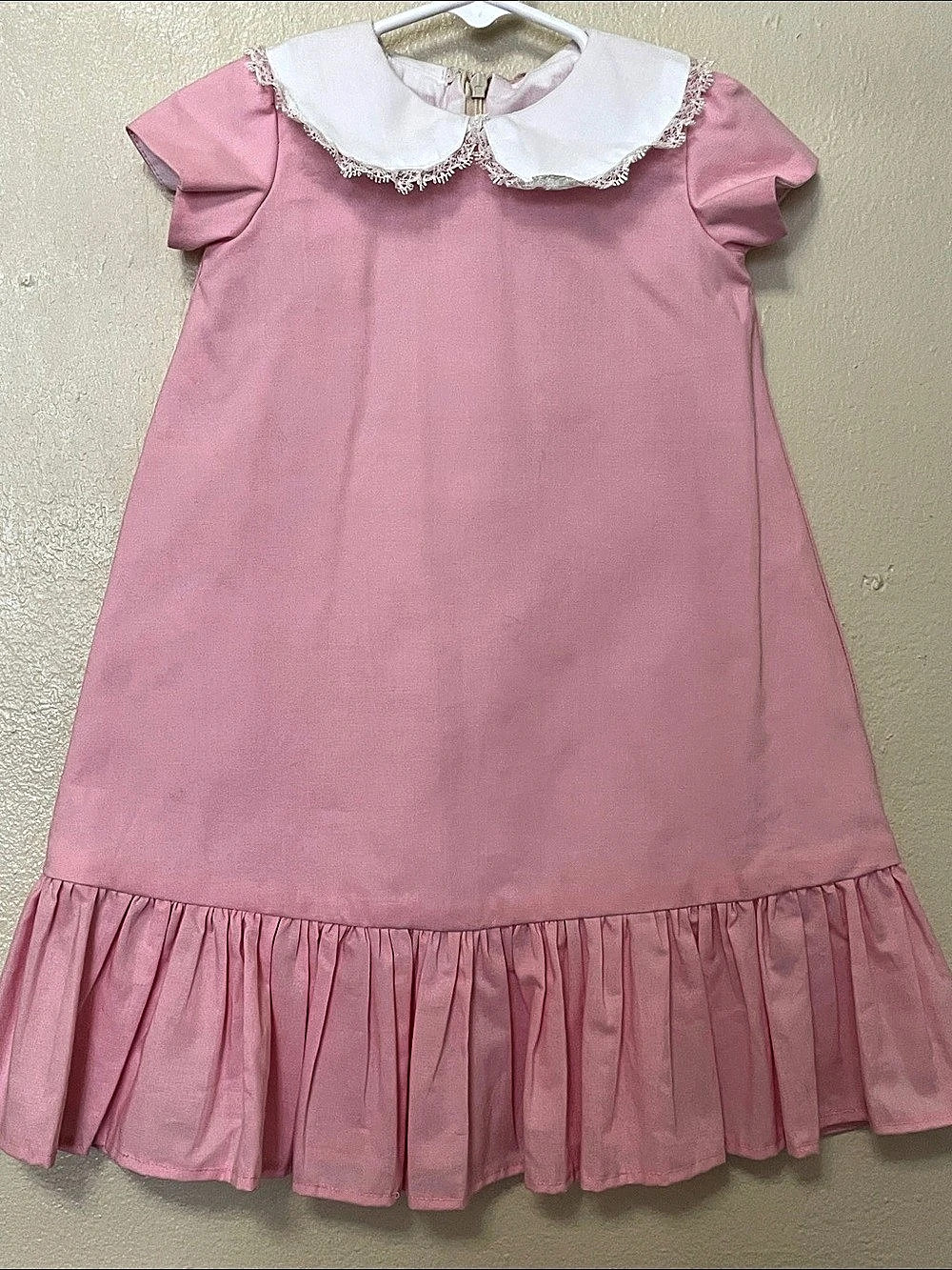 Pink Peter Pan Collar Ruffle Dress